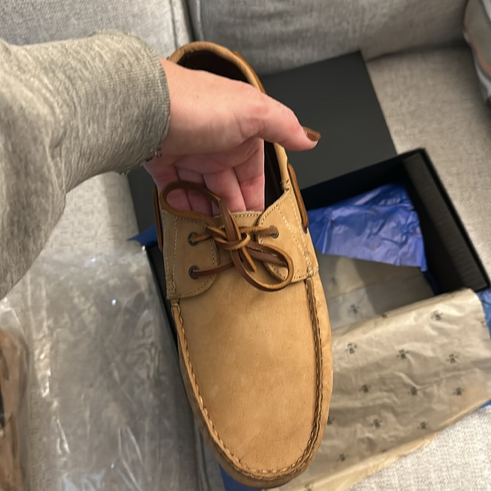 Allen Edmonds Force 10 Tan Boat Shoes, size 13